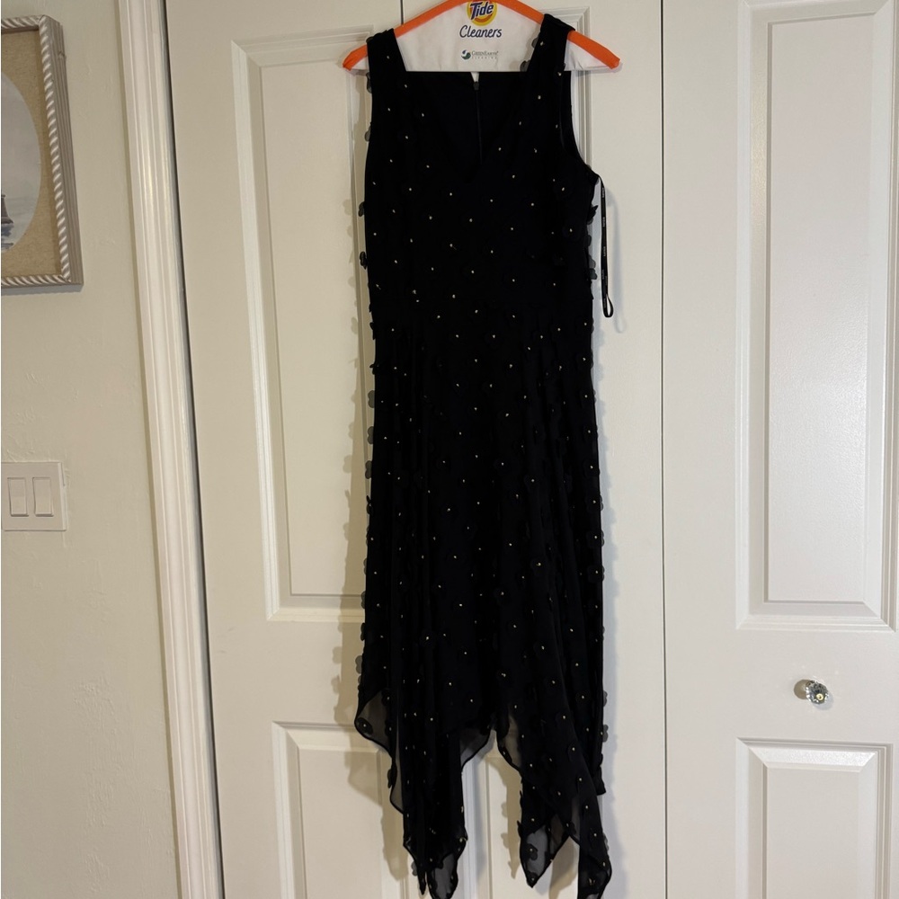 Kensie Black Asymmetrical Embellished Maxi Skirt